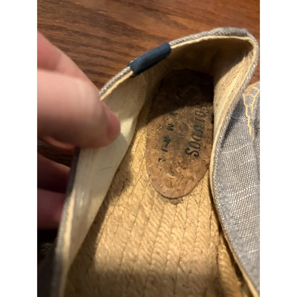 Soludos Chicken and Waffles Embroidered Espadrille Flats Blue Chambray Mens‎ 9